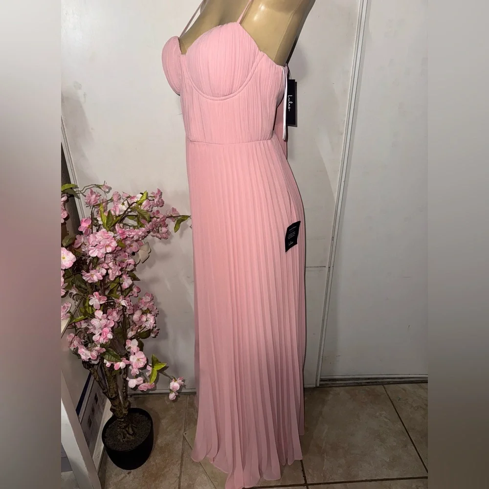 Lulus Admirable Elegance Light Pink Pleated Bustier Maxi Dress - Size xl - Picture 6 of 10